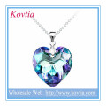 Mode brillant cristal coeur bleu océan brillant coeur cassé bijoux en argent